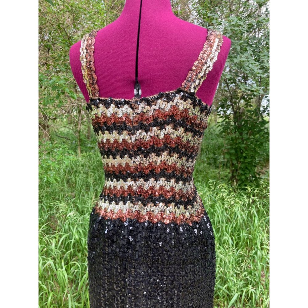 Vintage 1960s Knit Sequin Wiggle Evening Dress MOD - Picture 12 of 16